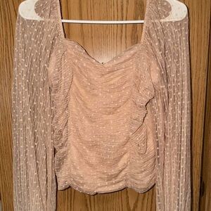 Ruched Long Sleeve Blouse in Dusty Pink